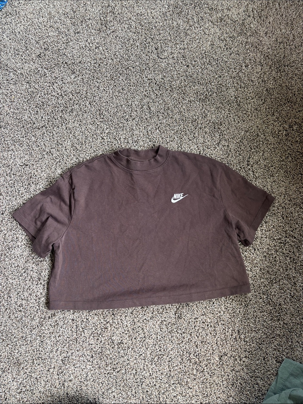 Nike Women’s Cropped Crew Tee in Brown with White Logo